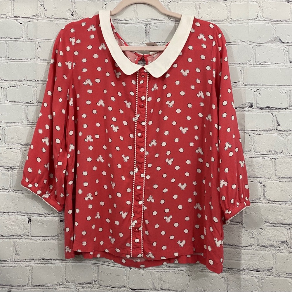 Disney Mickey Mouse Print Lauren Conrad  Collared